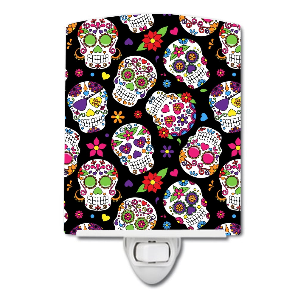 Day of the Dead Black Ceramic Night Light