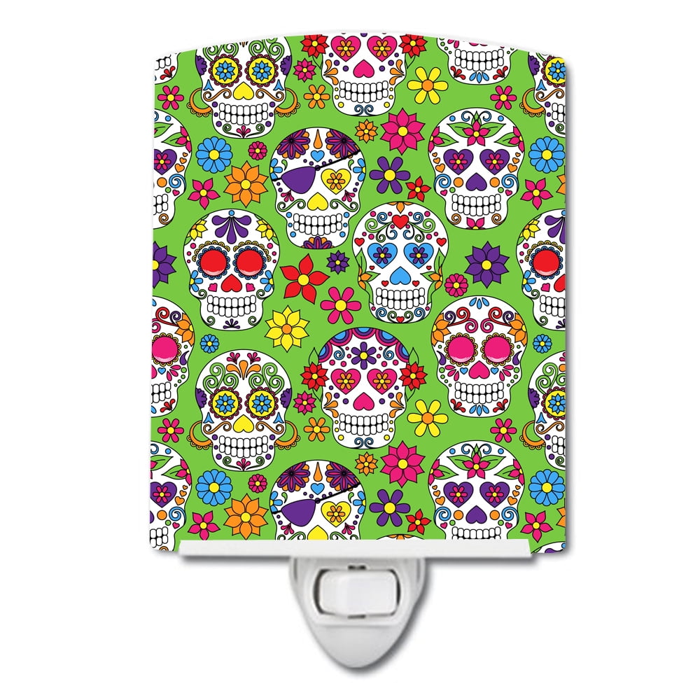 Day of the Dead Green Ceramic Night Light