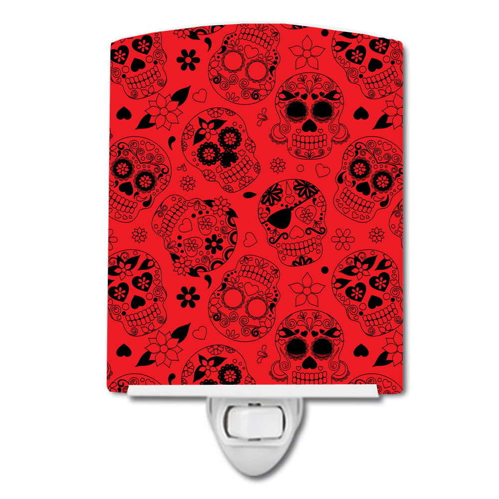 Day of the Dead Orange Ceramic Night Light