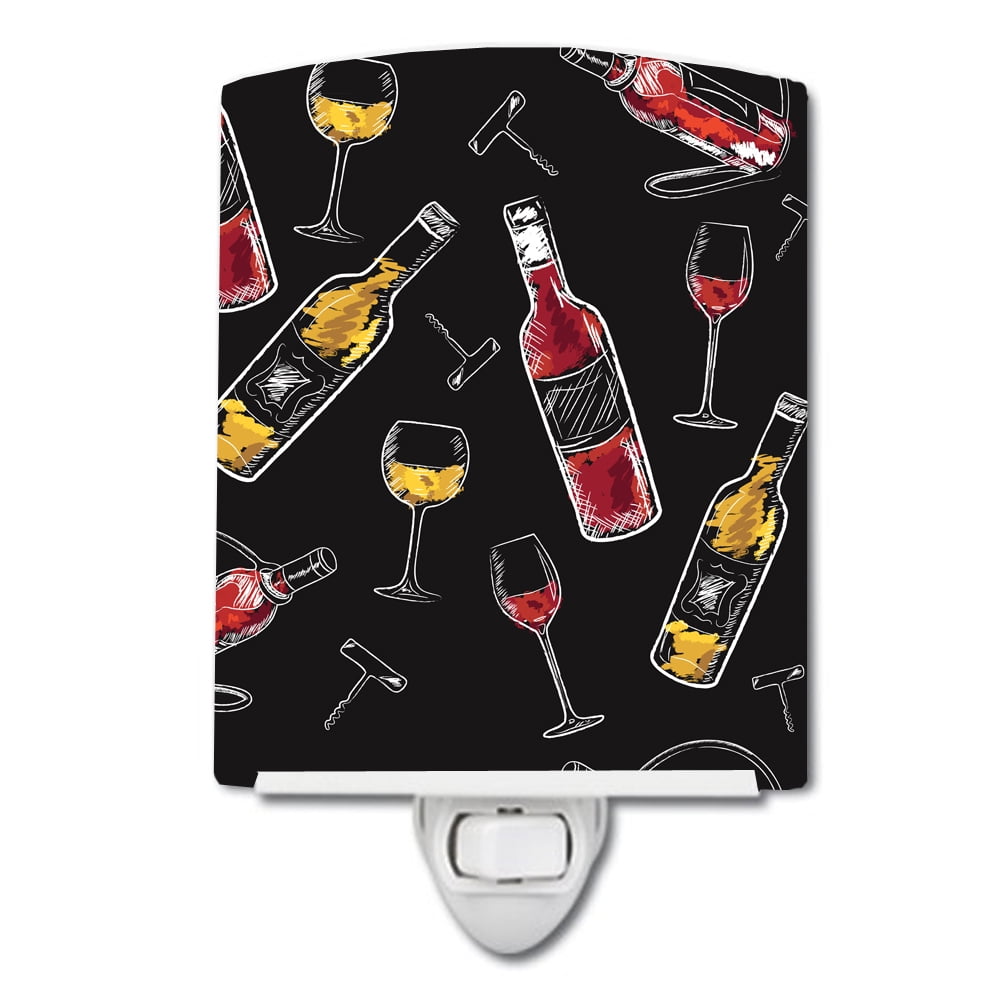 BB5197CNL Red & White Wine on Black Ceramic Night Light