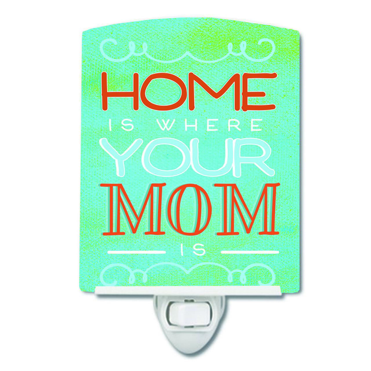 Home is Where Mom Is Blue Ceramic Night Light