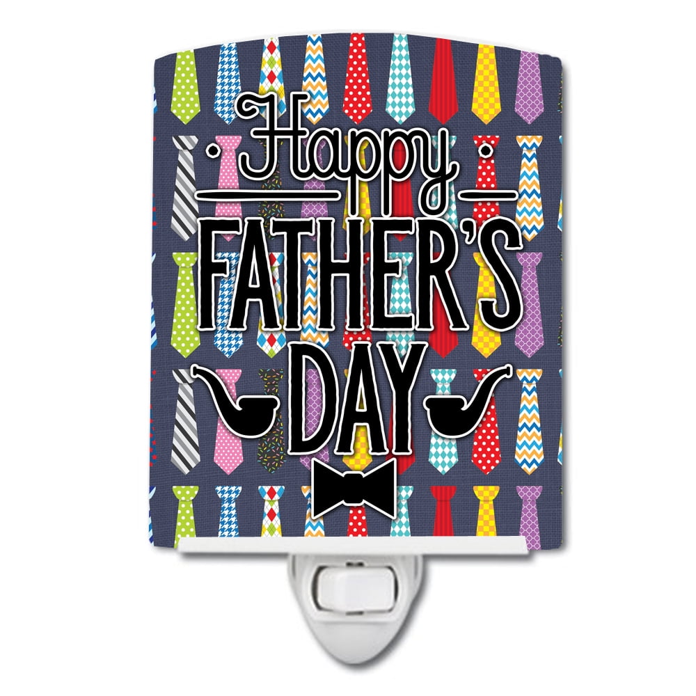 Happy Fathers Day Neckties Bright Ceramic Night Light