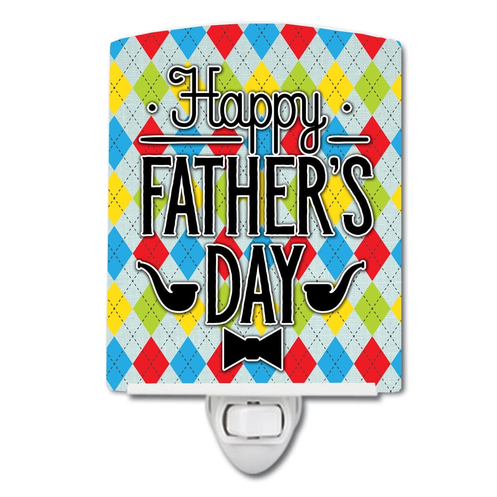 Happy Fathers Day Argyle Ceramic Night Light