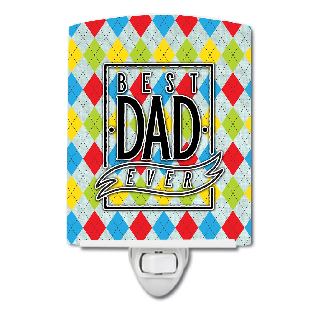 BB5442CNL Best Dad Ever Argyle Ceramic Night Light