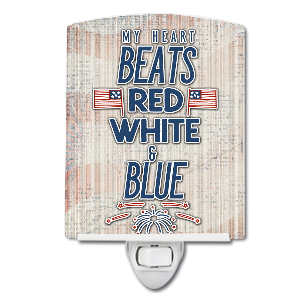 My Heart Beats Red, White & Blue Ceramic Night Light