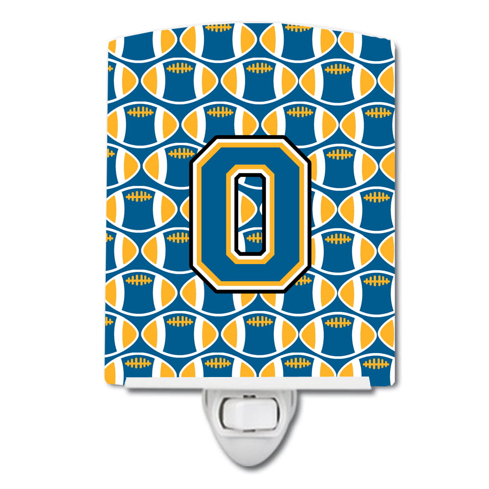 Letter O Football Blue & Gold Ceramic Night Light
