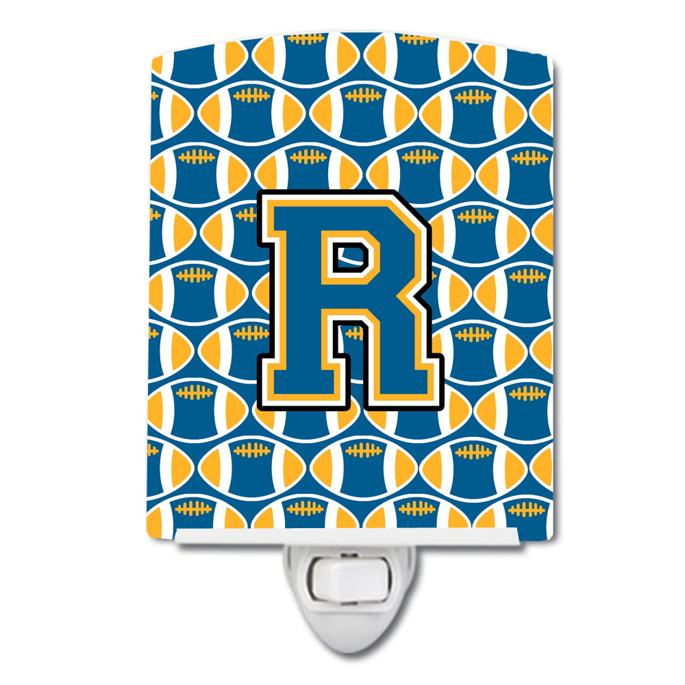 Letter R Football Blue & Gold Ceramic Night Light