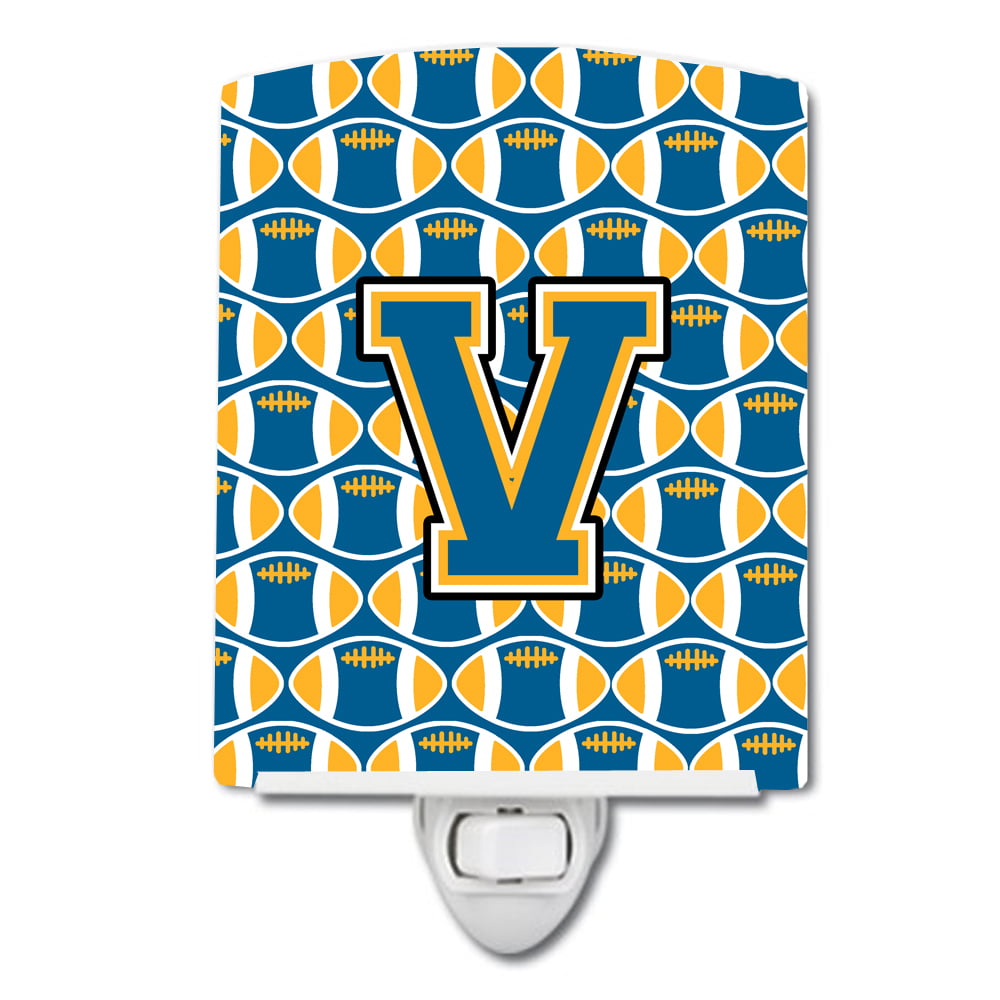 Letter V Football Blue & Gold Ceramic Night Light