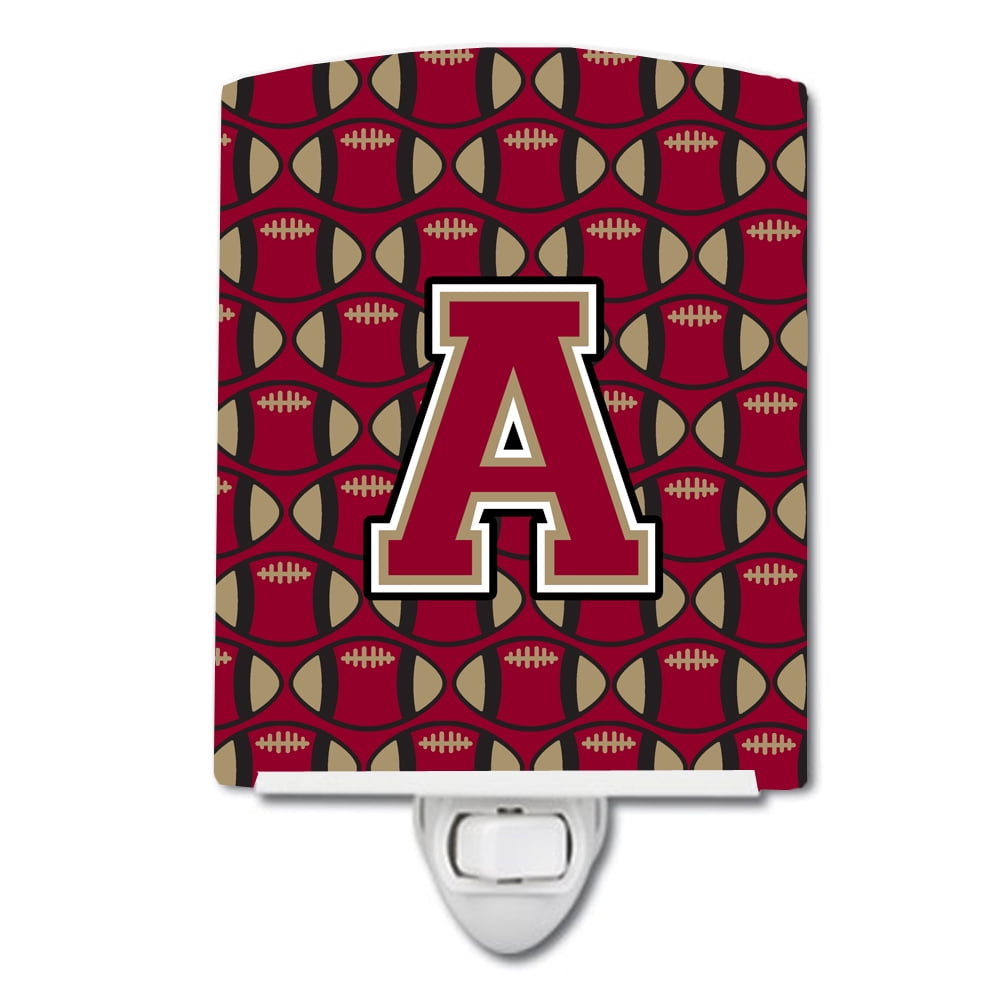 Letter A Football Garnet & Gold Ceramic Night Light