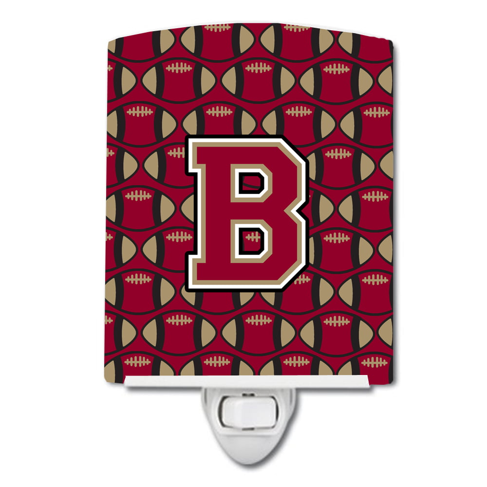 Letter B Football Garnet & Gold Ceramic Night Light