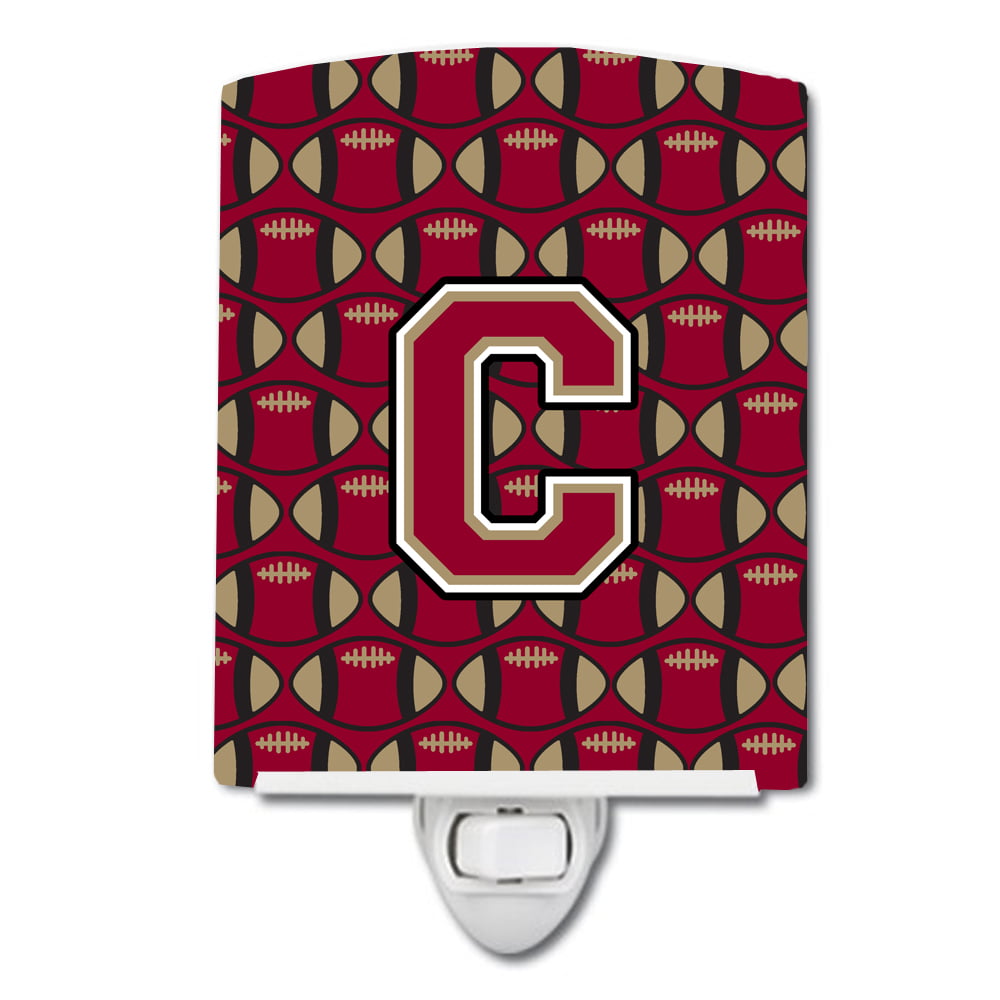 Letter C Football Garnet & Gold Ceramic Night Light
