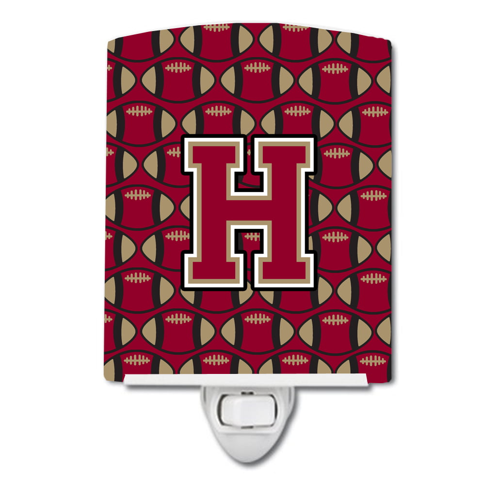 Letter H Football Garnet & Gold Ceramic Night Light