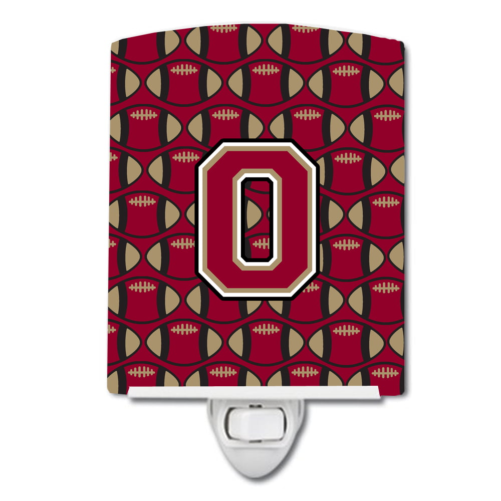 Letter O Football Garnet & Gold Ceramic Night Light