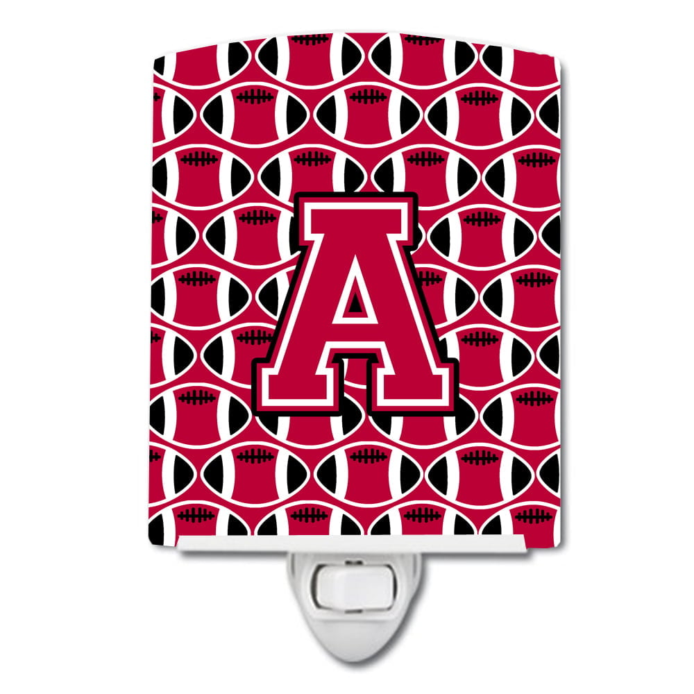 Letter A Football Crimson & White Ceramic Night Light