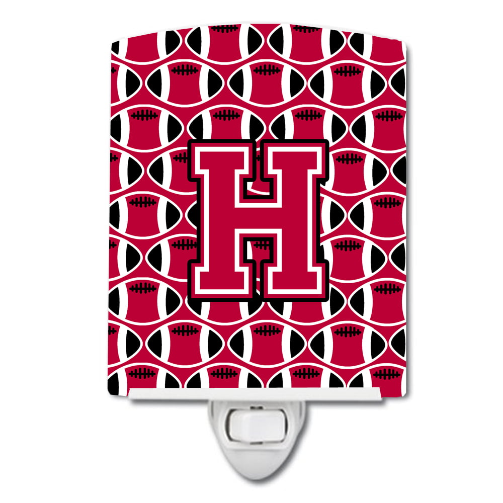 Letter H Football Crimson & White Ceramic Night Light