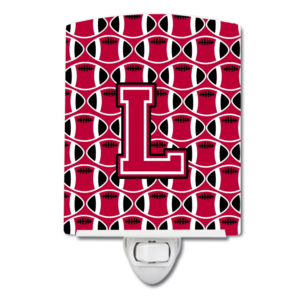 Letter L Football Crimson & White Ceramic Night Light