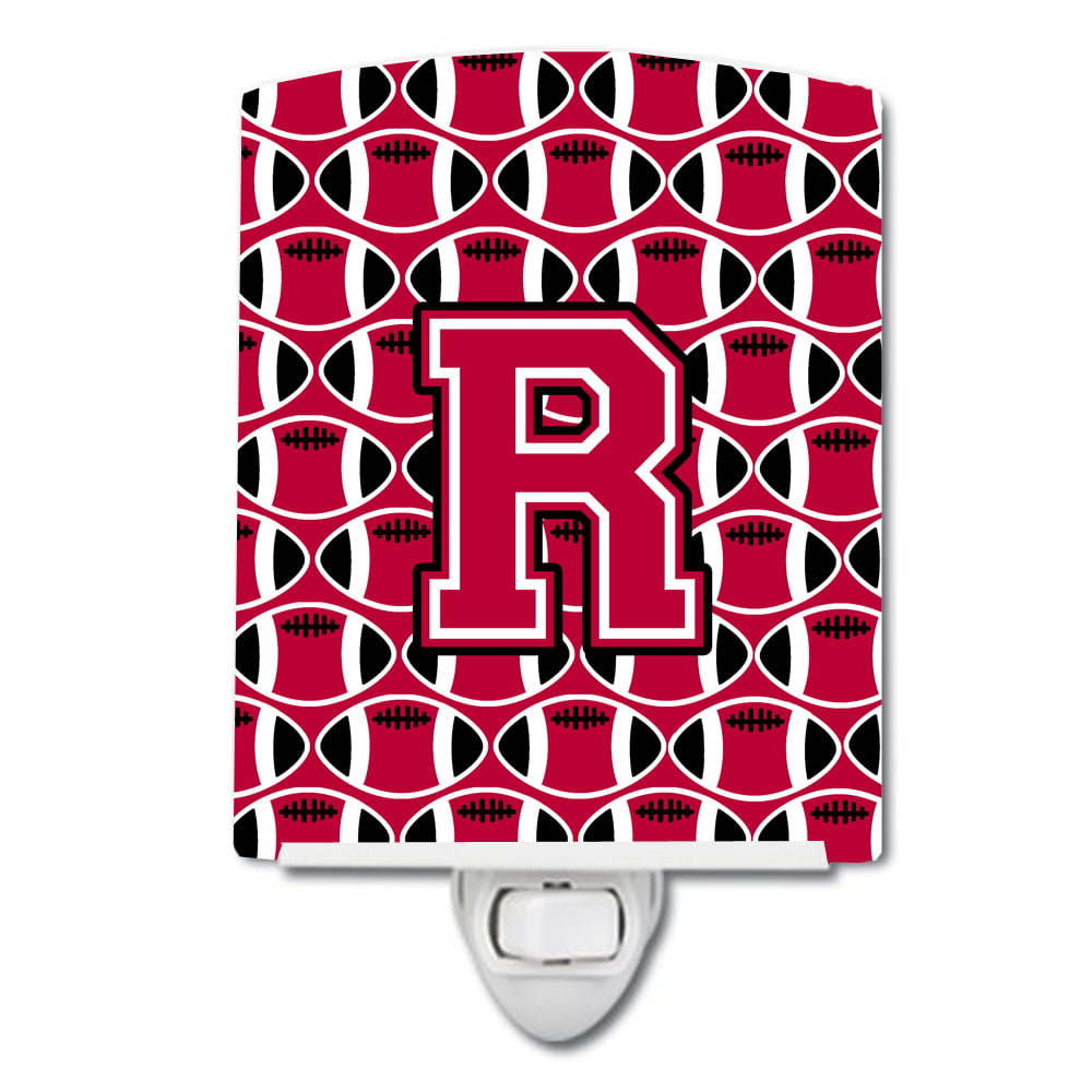 Letter R Football Crimson & White Ceramic Night Light