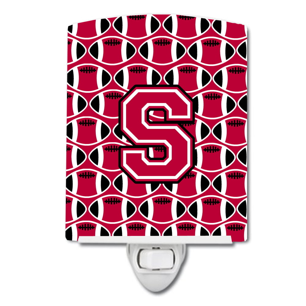 Letter S Football Crimson & White Ceramic Night Light