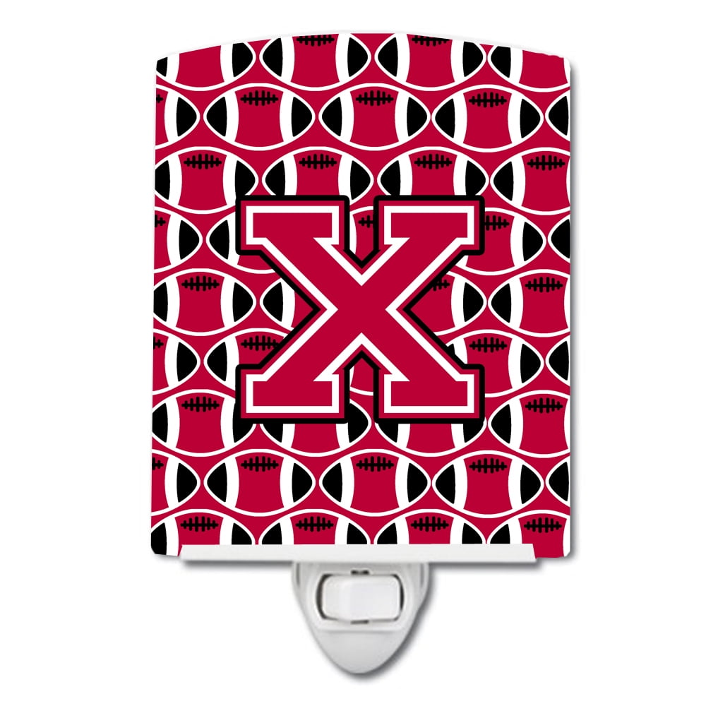 Letter X Football Crimson & White Ceramic Night Light