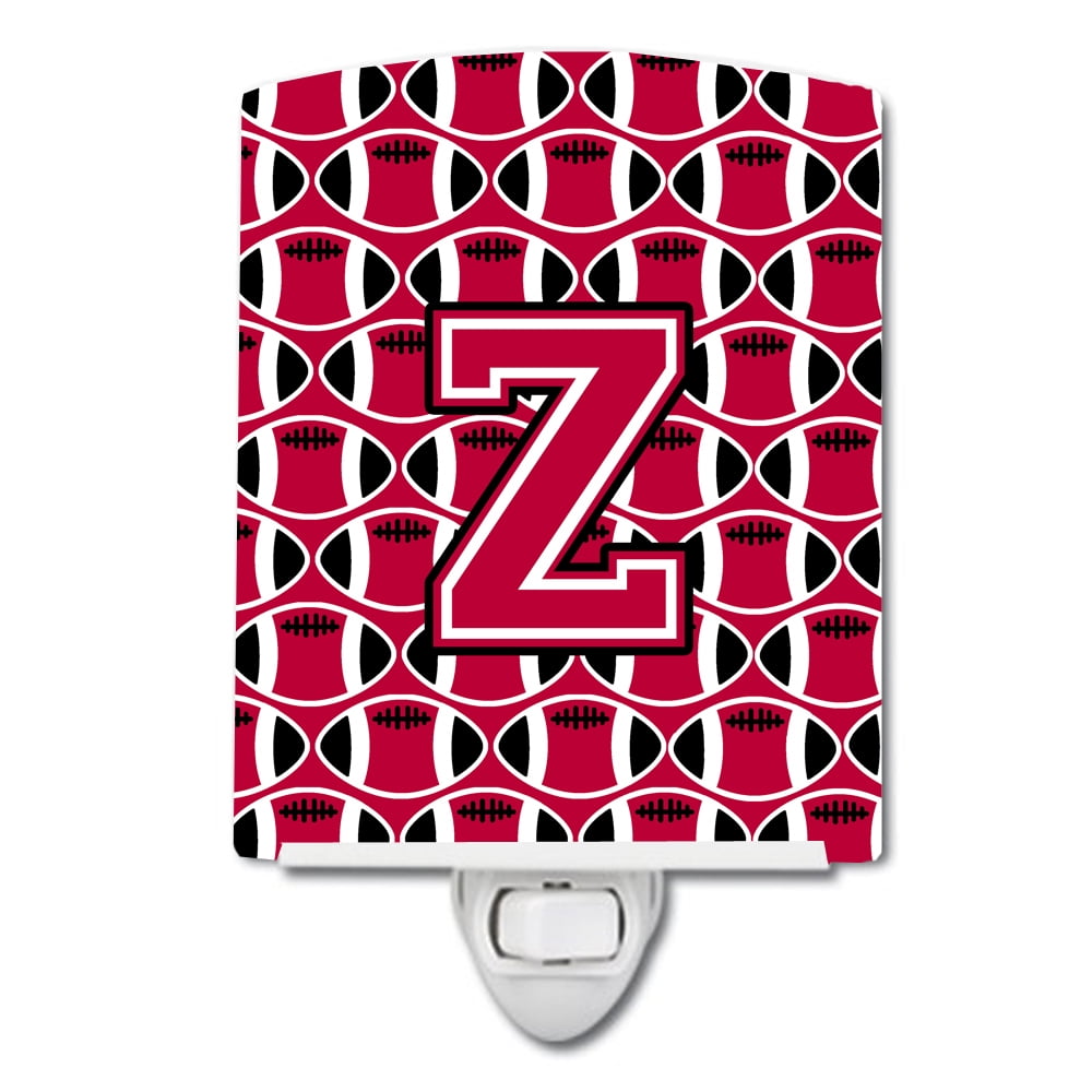 Letter Z Football Crimson & White Ceramic Night Light