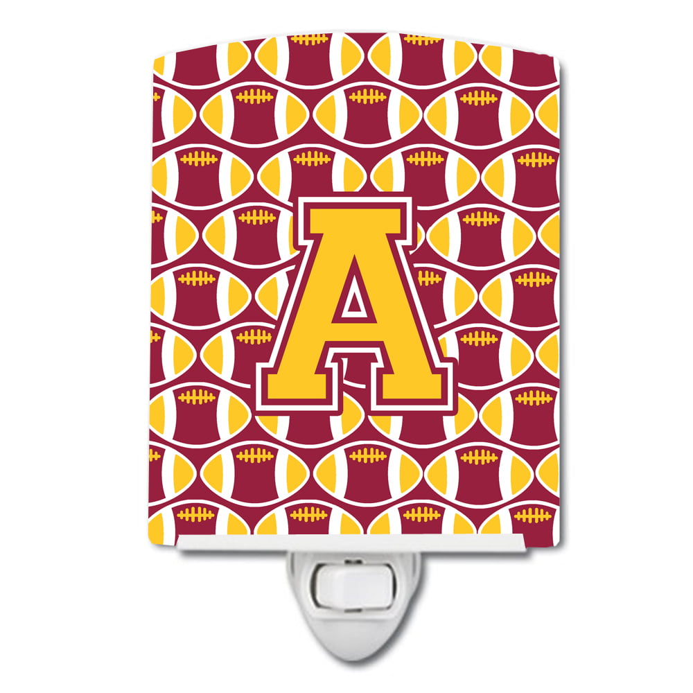 Letter A Football Maroon & Gold Ceramic Night Light