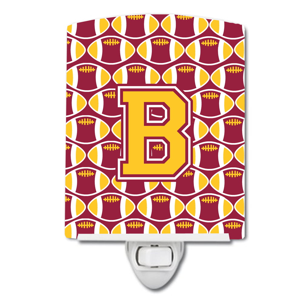 Letter B Football Maroon & Gold Ceramic Night Light