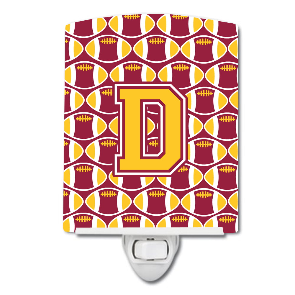 Letter D Football Maroon & Gold Ceramic Night Light