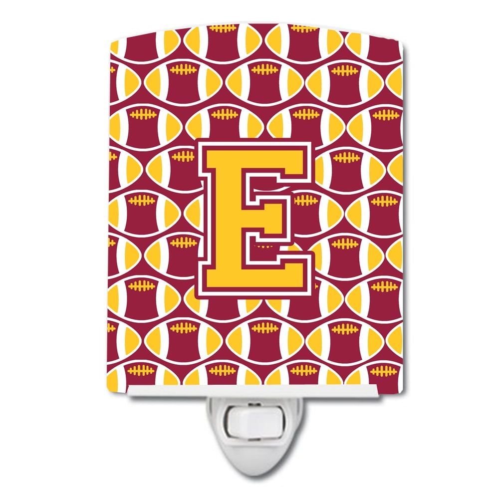 Letter E Football Maroon & Gold Ceramic Night Light