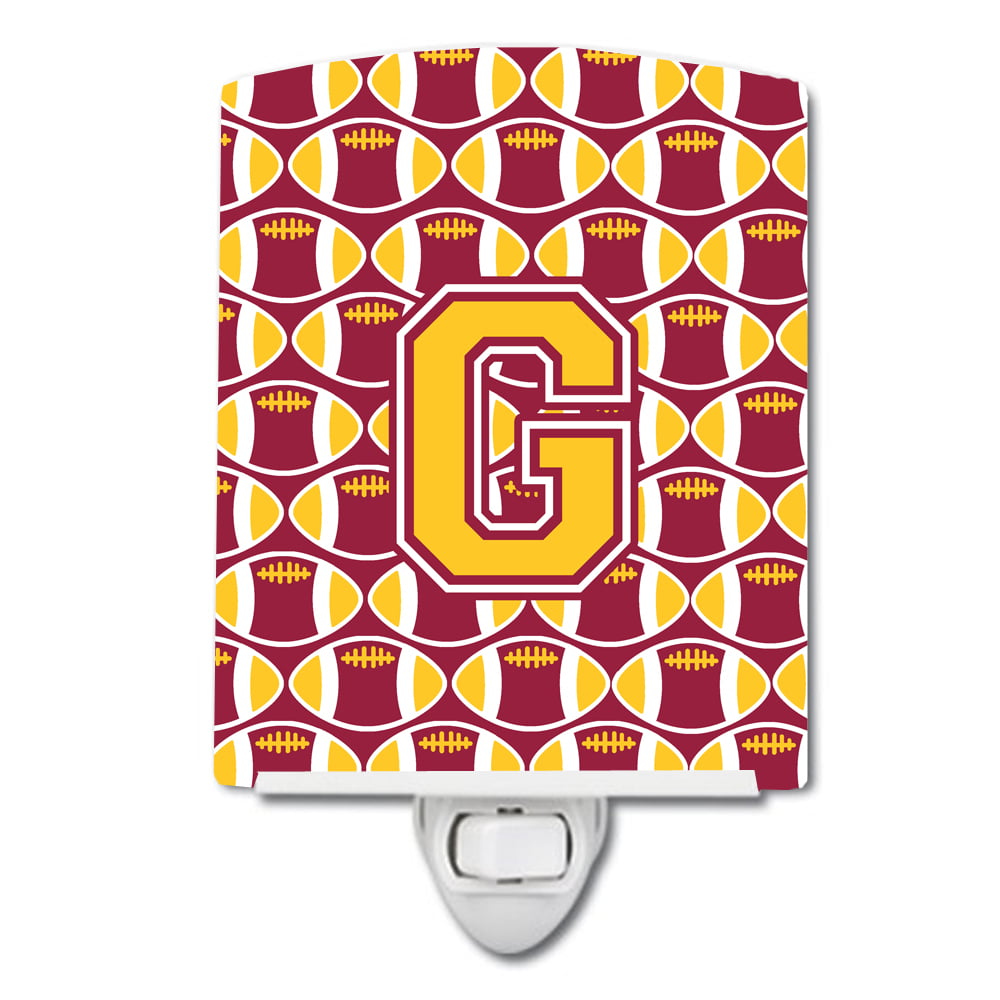 Letter G Football Maroon & Gold Ceramic Night Light