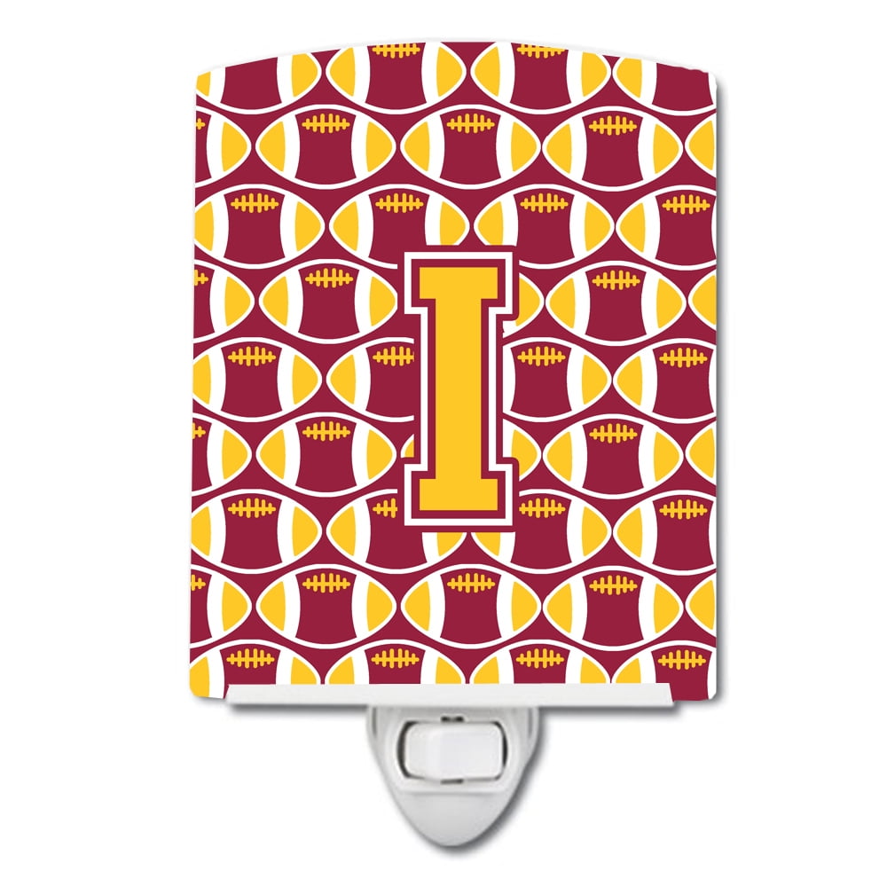 Letter I Football Maroon & Gold Ceramic Night Light