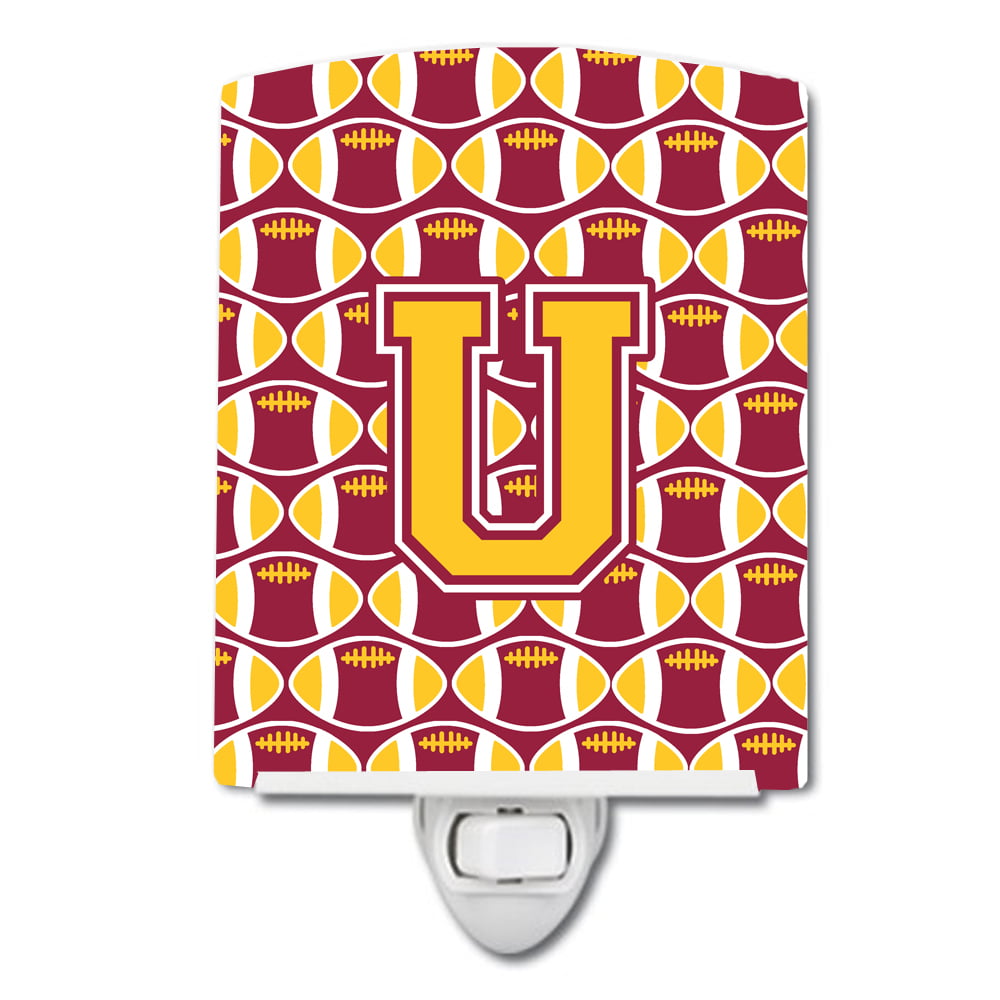 Letter U Football Maroon & Gold Ceramic Night Light