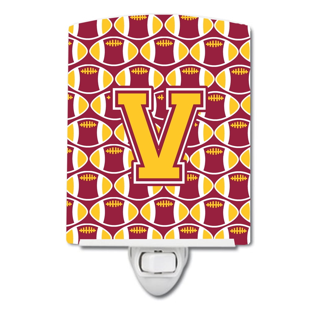Letter V Football Maroon & Gold Ceramic Night Light