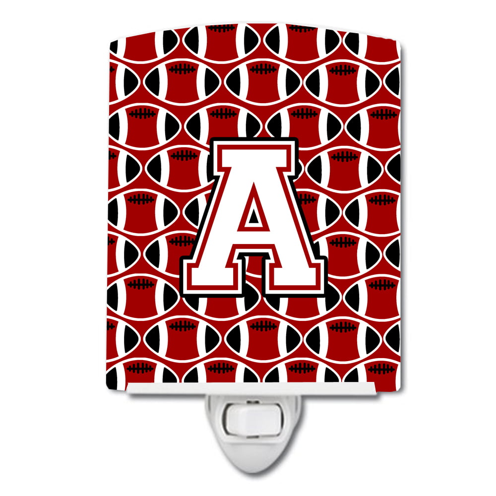 Letter A Football Cardinal & White Ceramic Night Light