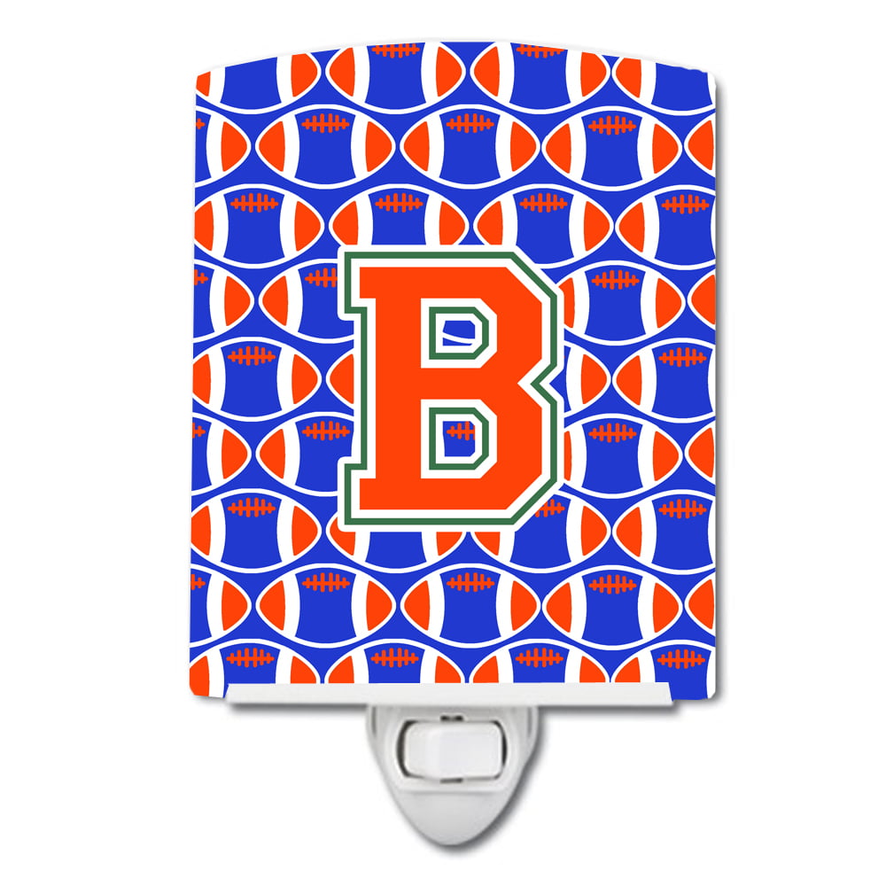 Letter B Football Green, Blue & Orange Ceramic Night Light
