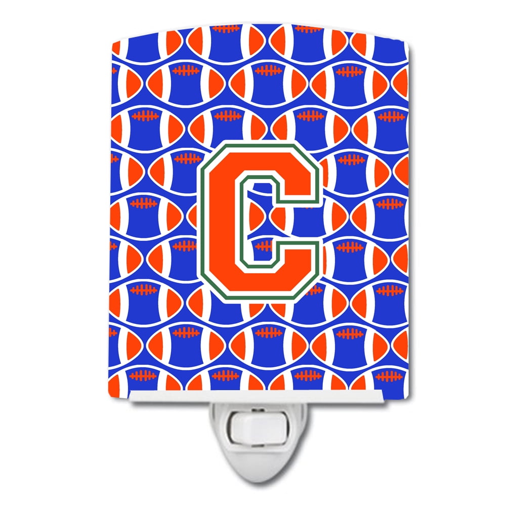 Letter C Football Green, Blue & Orange Ceramic Night Light