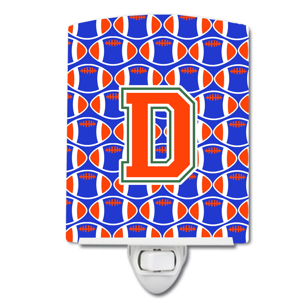 Letter D Football Green, Blue & Orange Ceramic Night Light