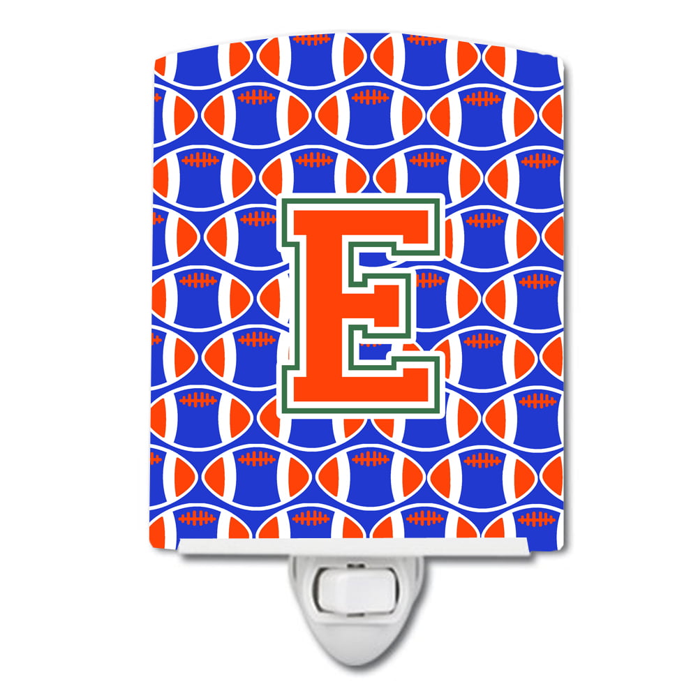 Letter E Football Green, Blue & Orange Ceramic Night Light