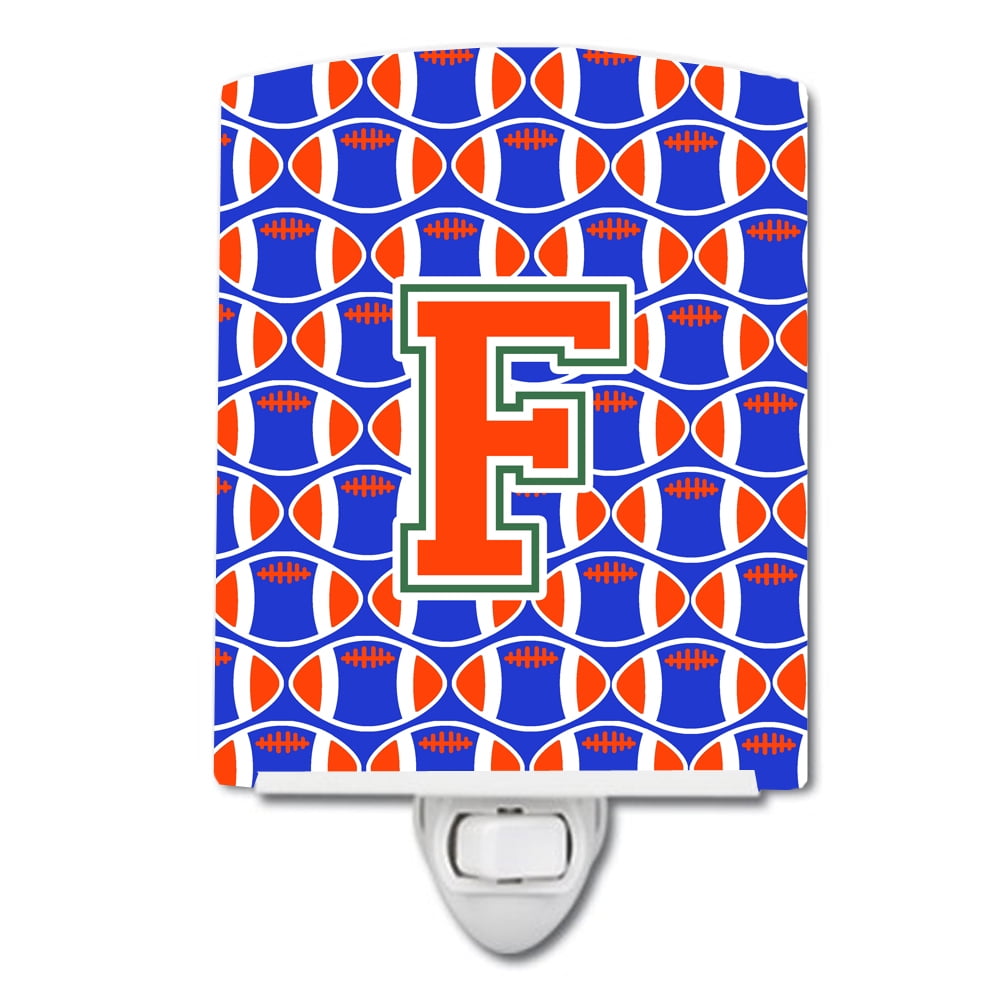 Letter F Football Green, Blue & Orange Ceramic Night Light