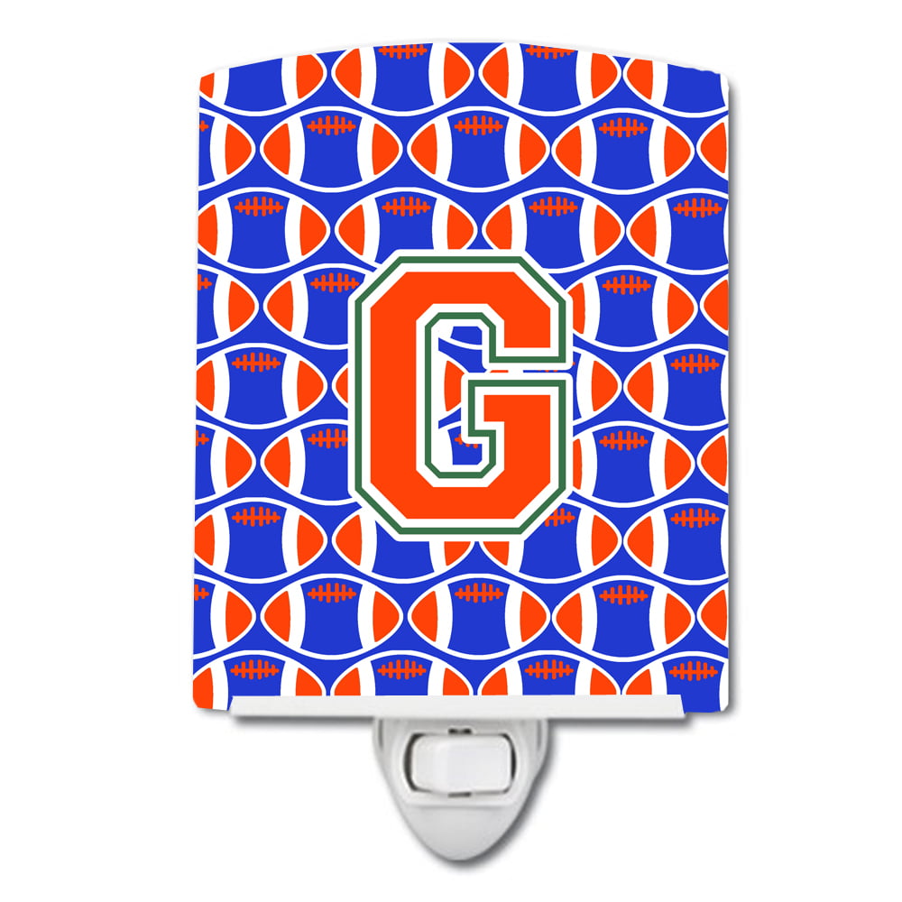 Letter G Football Green, Blue & Orange Ceramic Night Light