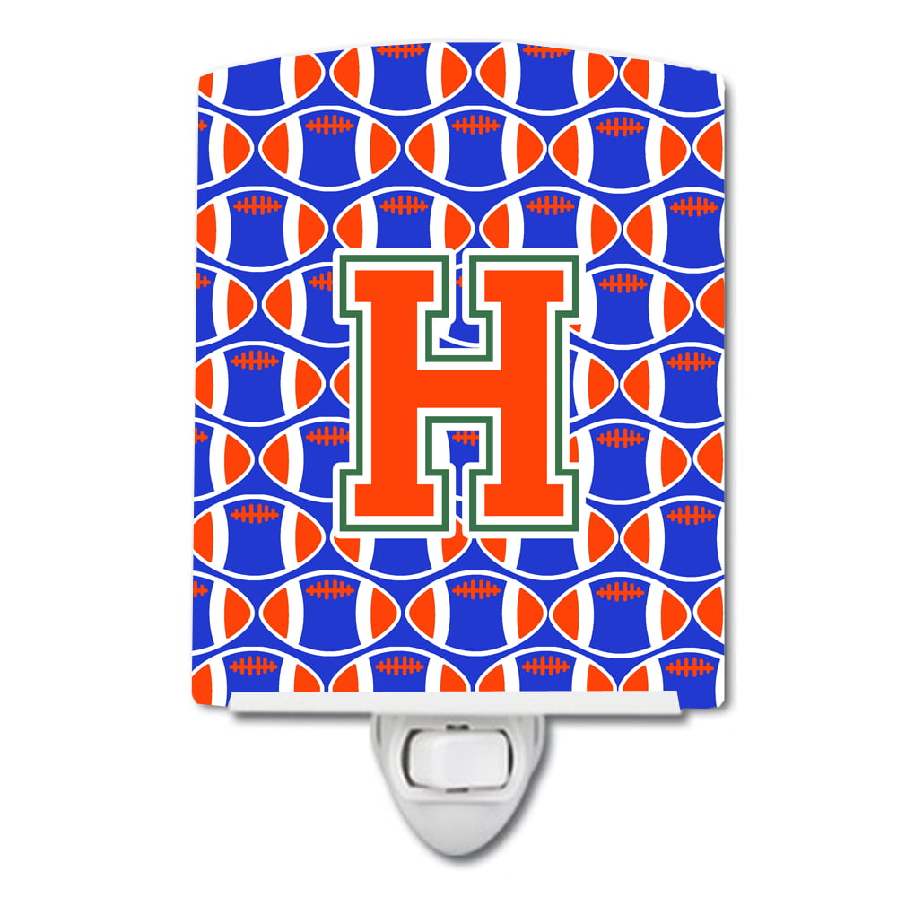 Letter H Football Green, Blue & Orange Ceramic Night Light