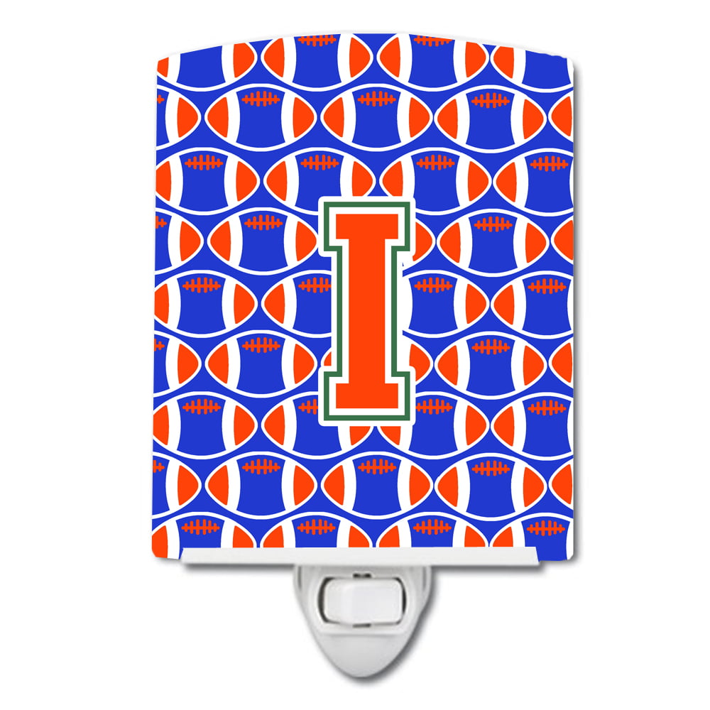 Letter I Football Green, Blue & Orange Ceramic Night Light