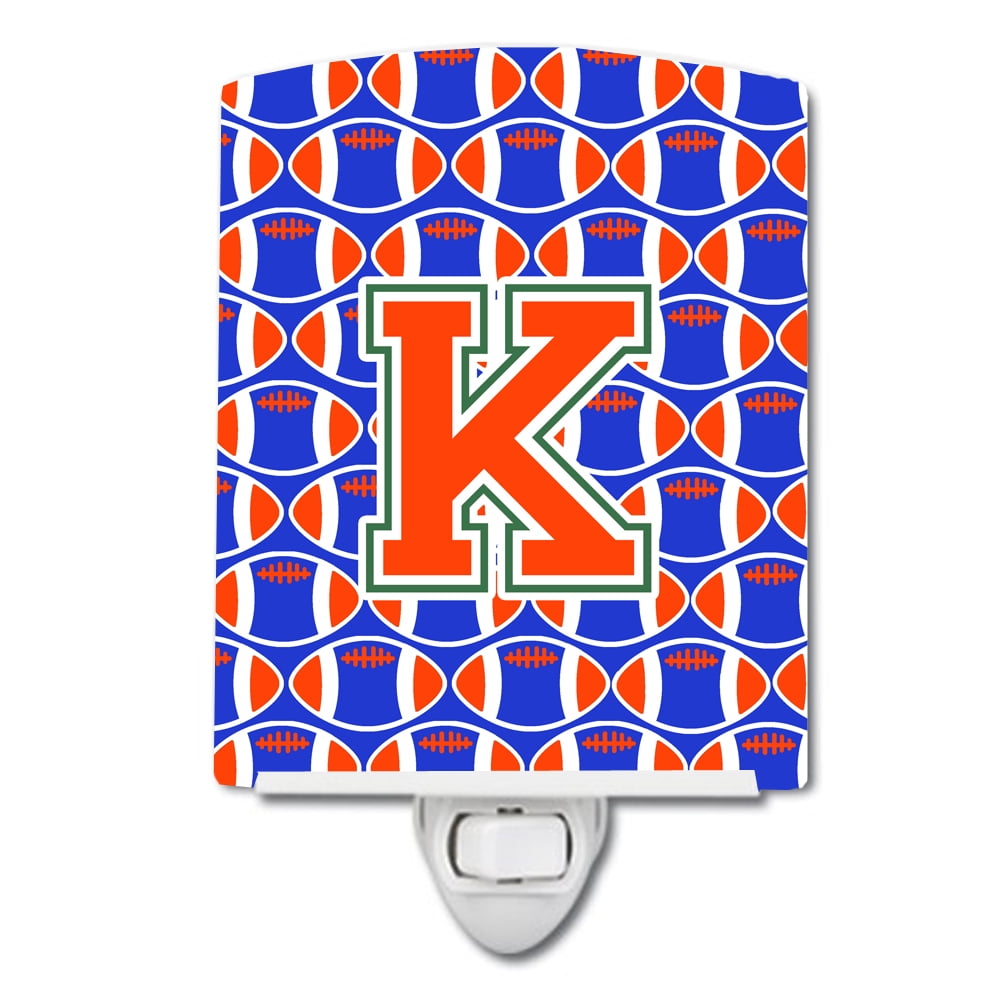 Letter K Football Green, Blue & Orange Ceramic Night Light