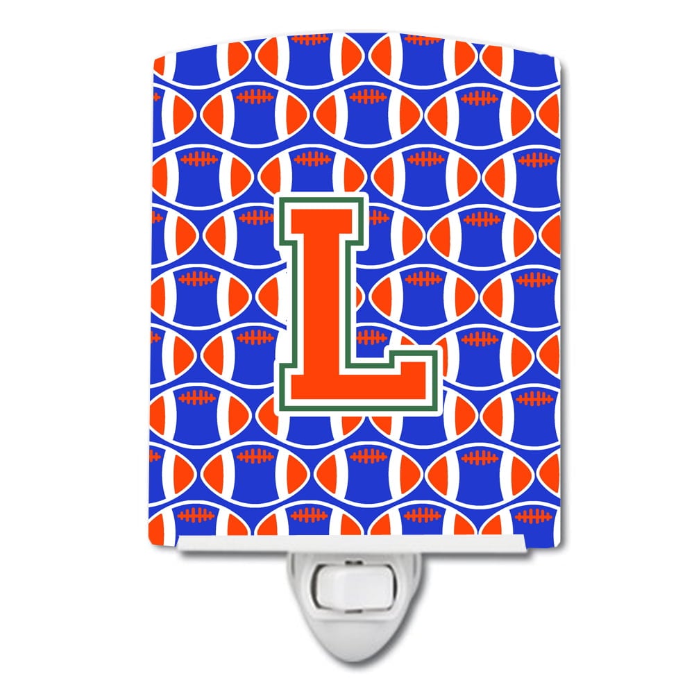 Letter L Football Green, Blue & Orange Ceramic Night Light
