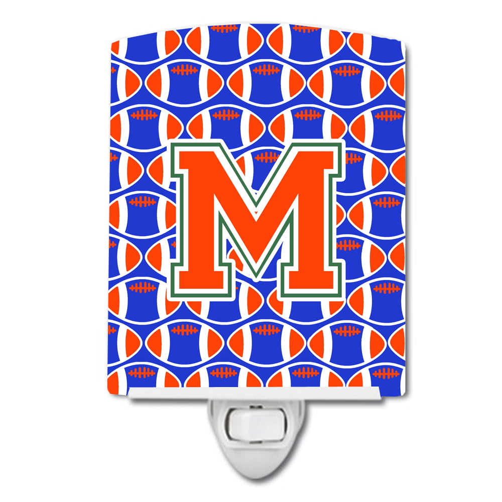Letter M Football Green, Blue & Orange Ceramic Night Light