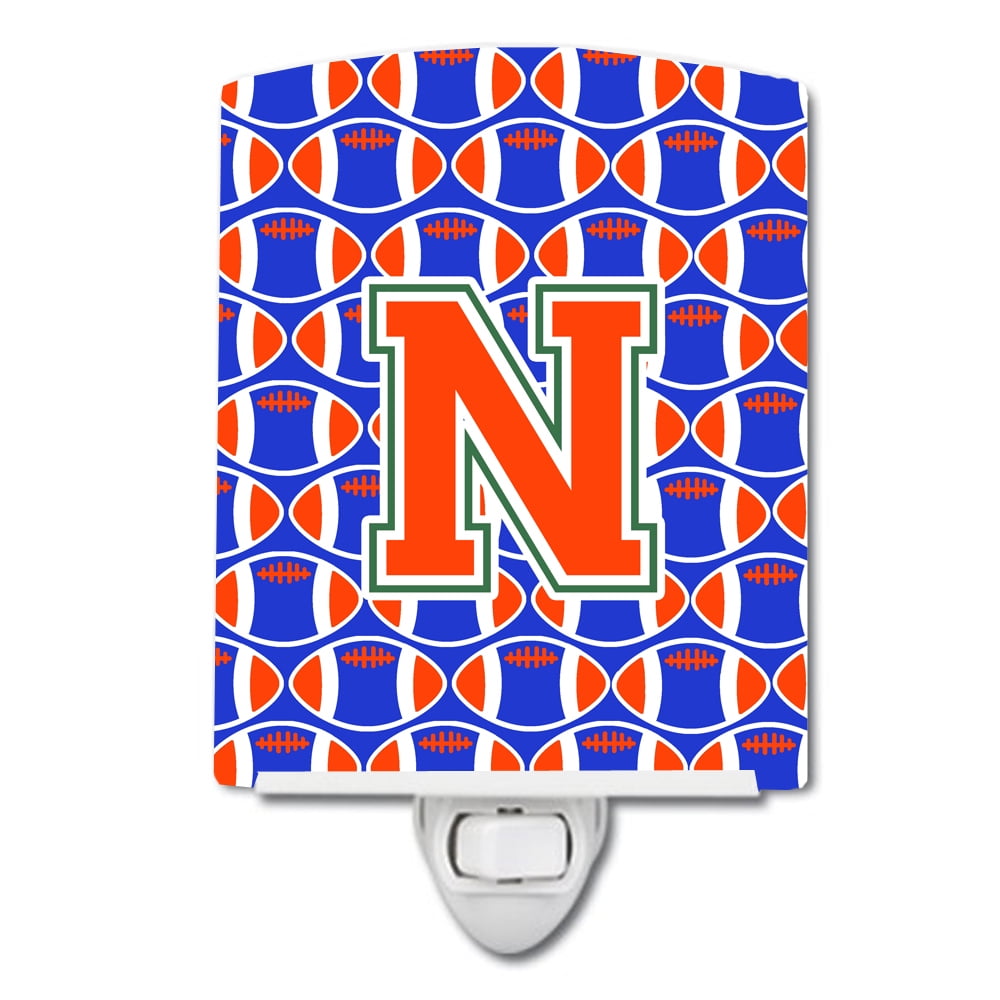 Letter N Football Green, Blue & Orange Ceramic Night Light