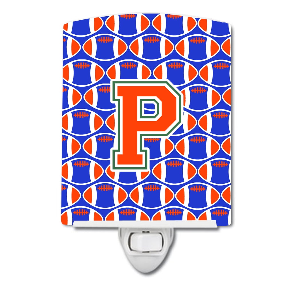 Letter P Football Green, Blue & Orange Ceramic Night Light