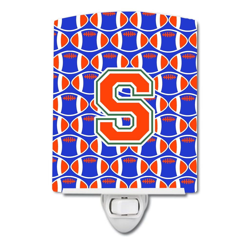 Letter S Football Green, Blue & Orange Ceramic Night Light