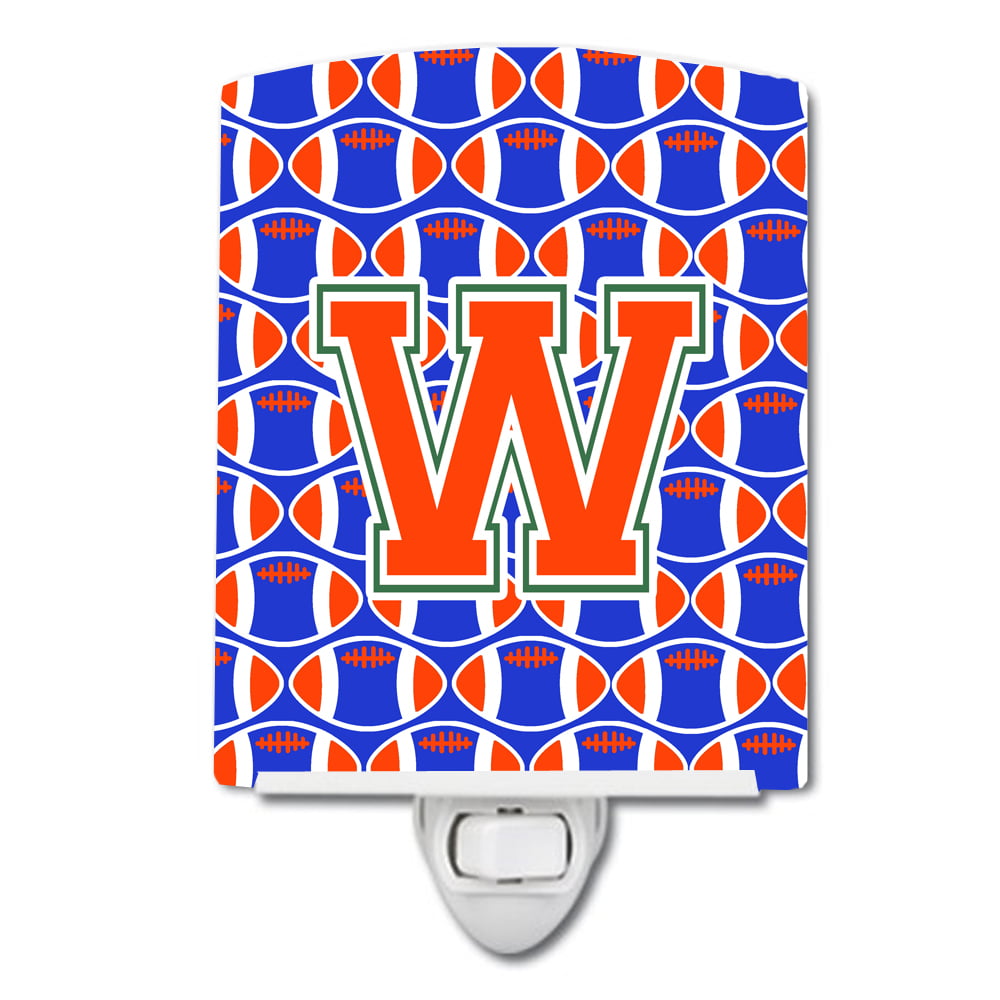 Letter W Football Green, Blue & Orange Ceramic Night Light