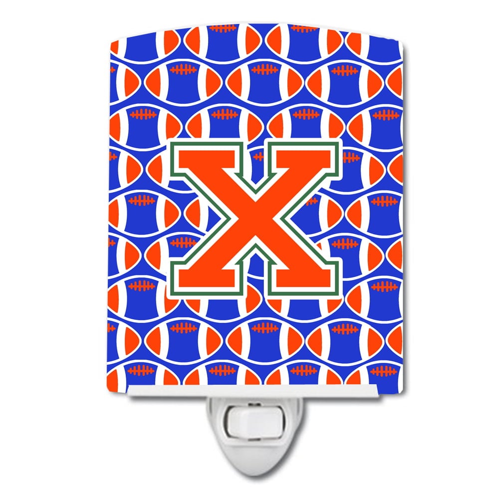 Letter X Football Green, Blue & Orange Ceramic Night Light