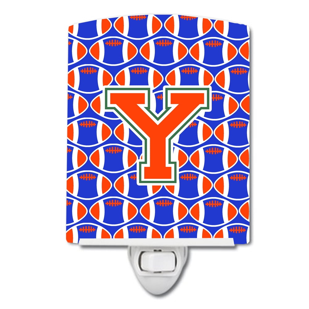 Letter Y Football Green, Blue & Orange Ceramic Night Light